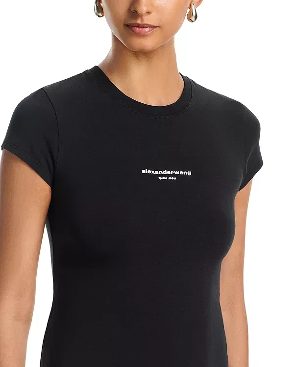 Женская футболка с принтом Fitted Logo Tee Alexander Wang, черный — фото 4