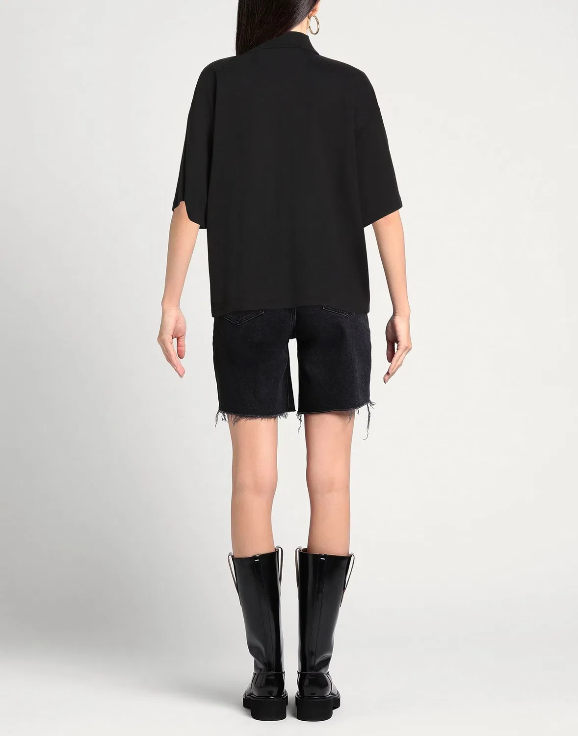 Женская поло из пике с вышитым логотипом Saint Laurent, черный — фото 3