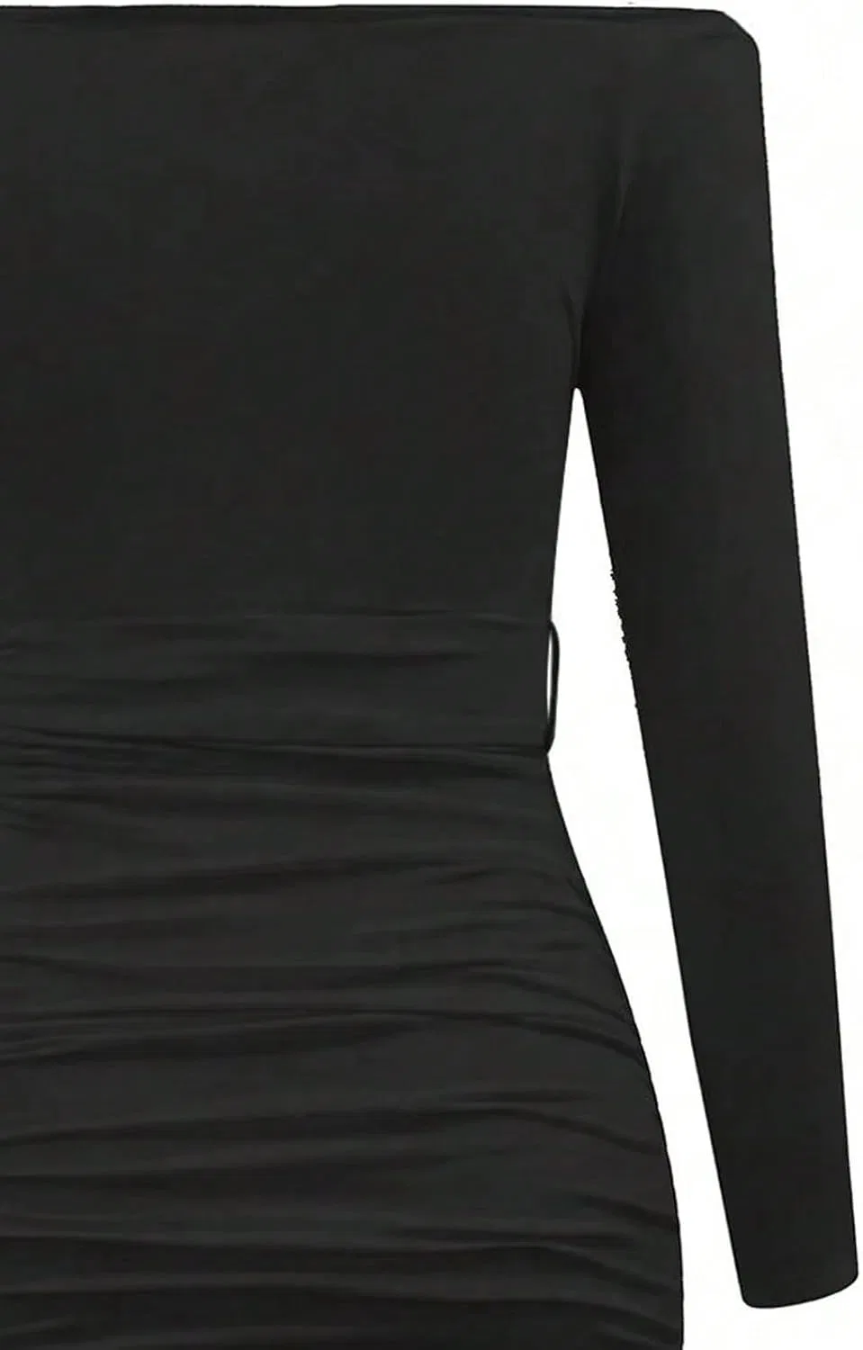 Женское облегающее платье миди с длинным рукавом Bodycon, Black — фото 4