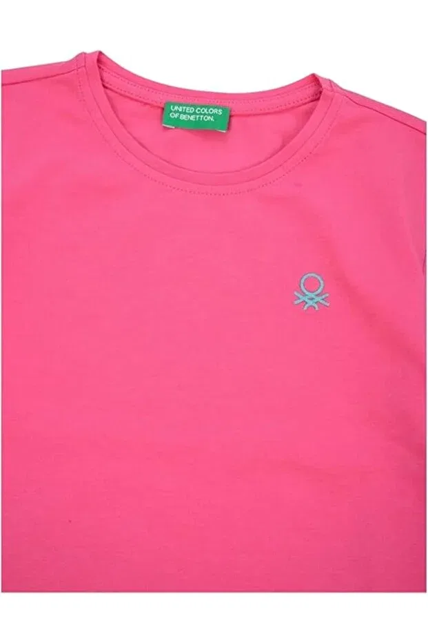 Детская футболка с длинным рукавом для девочек Benetton, Pink — фото 3