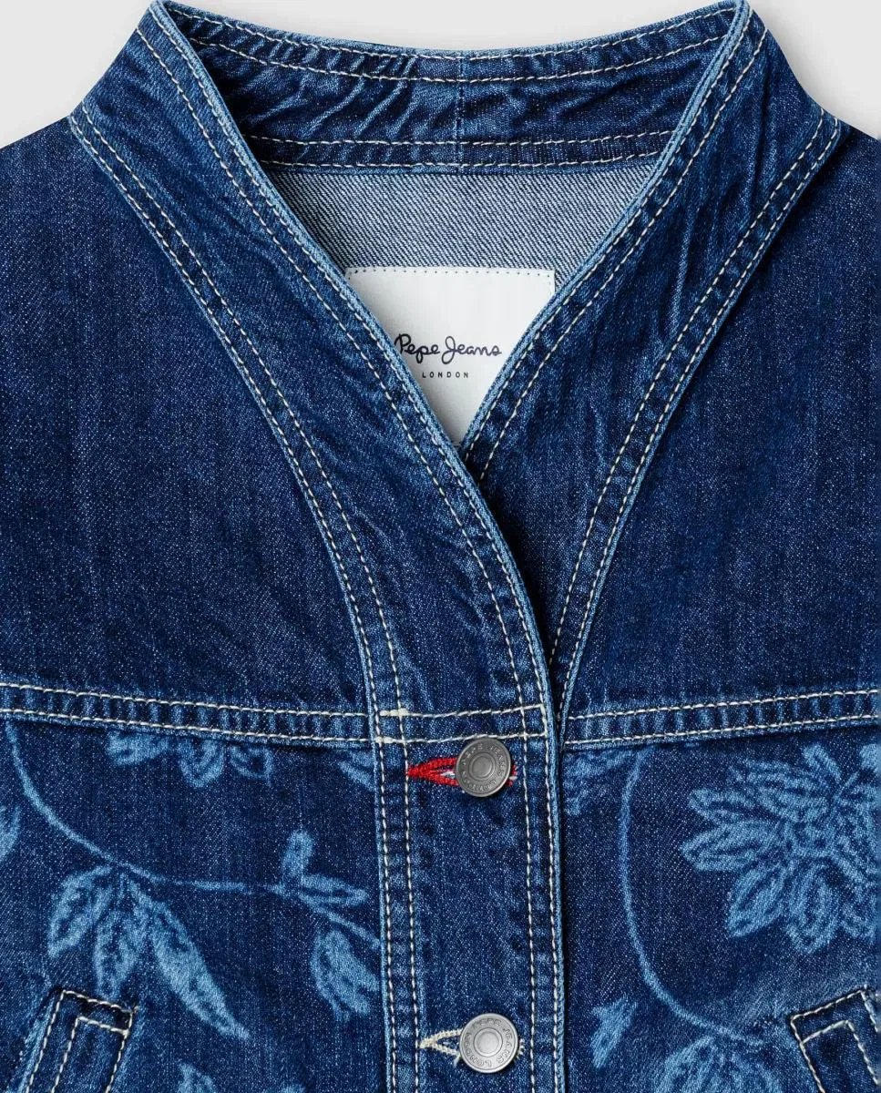 Детская куртка-кимоно для девочек с цветочным принтом Flora Pepe Jeans, Azul Índigo — фото 4