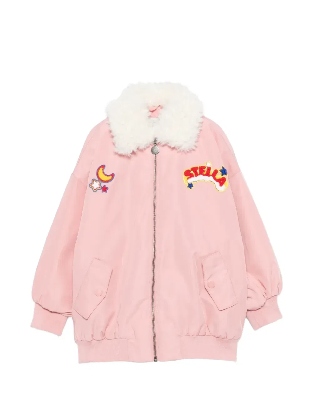 Куртка-бомбер на молнии с нашивками Stella Mccartney Kids, розовый