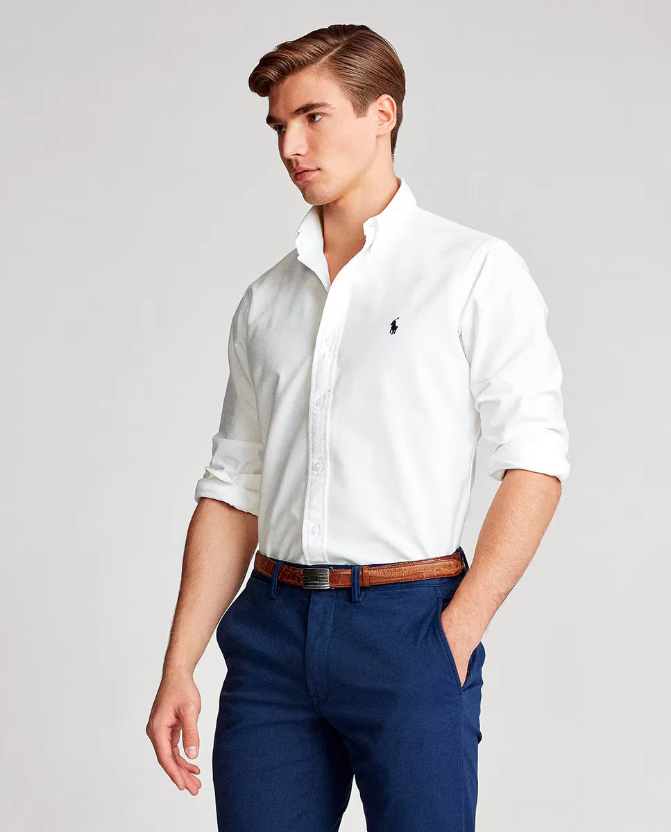 Мужская рубашка, Oxford Teñida Prenda Blanco/Azul Marino, Polo Ralph Lauren, белый — фото 4