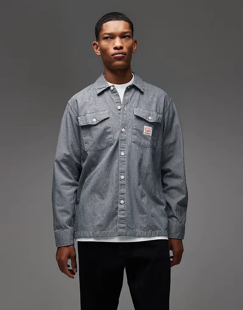 Джинсовая рубашка Levi's Workwear Capsule в синюю полоску с биркой с логотипом