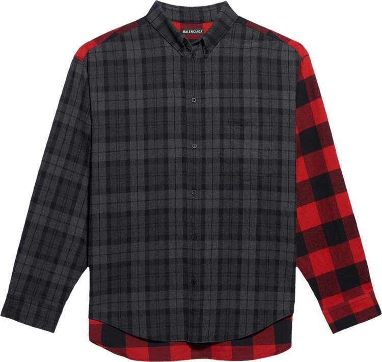 

Рубашка Balenciaga Patchwork Button Down Shirt 'Red/Black', красный