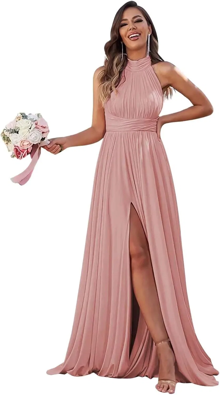 Женское вечернее платье с разрезом A-line LA01, Dusty Rose