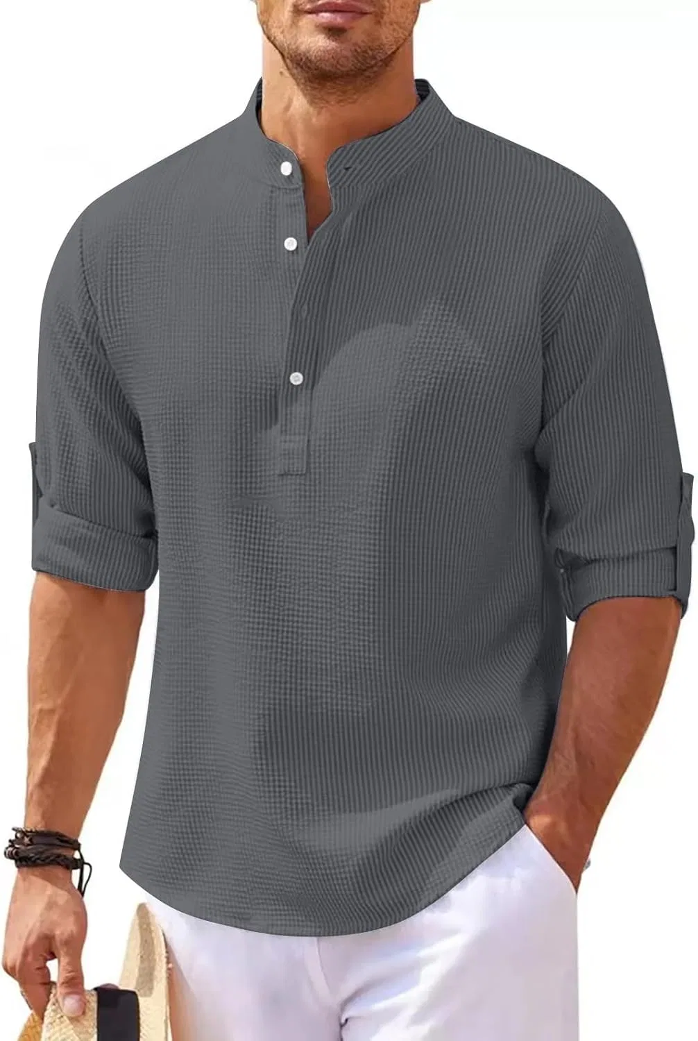 Мужская свободная футболка с длинным рукавом Generic, Dark Gray — фото 2