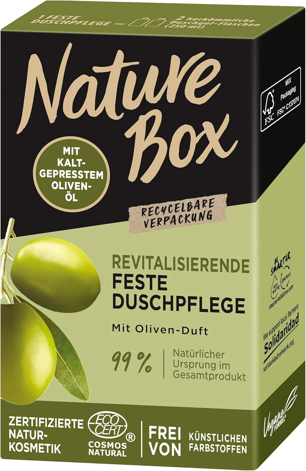 Твердое средство для душа Оливковое масло Nature Box 100 мл