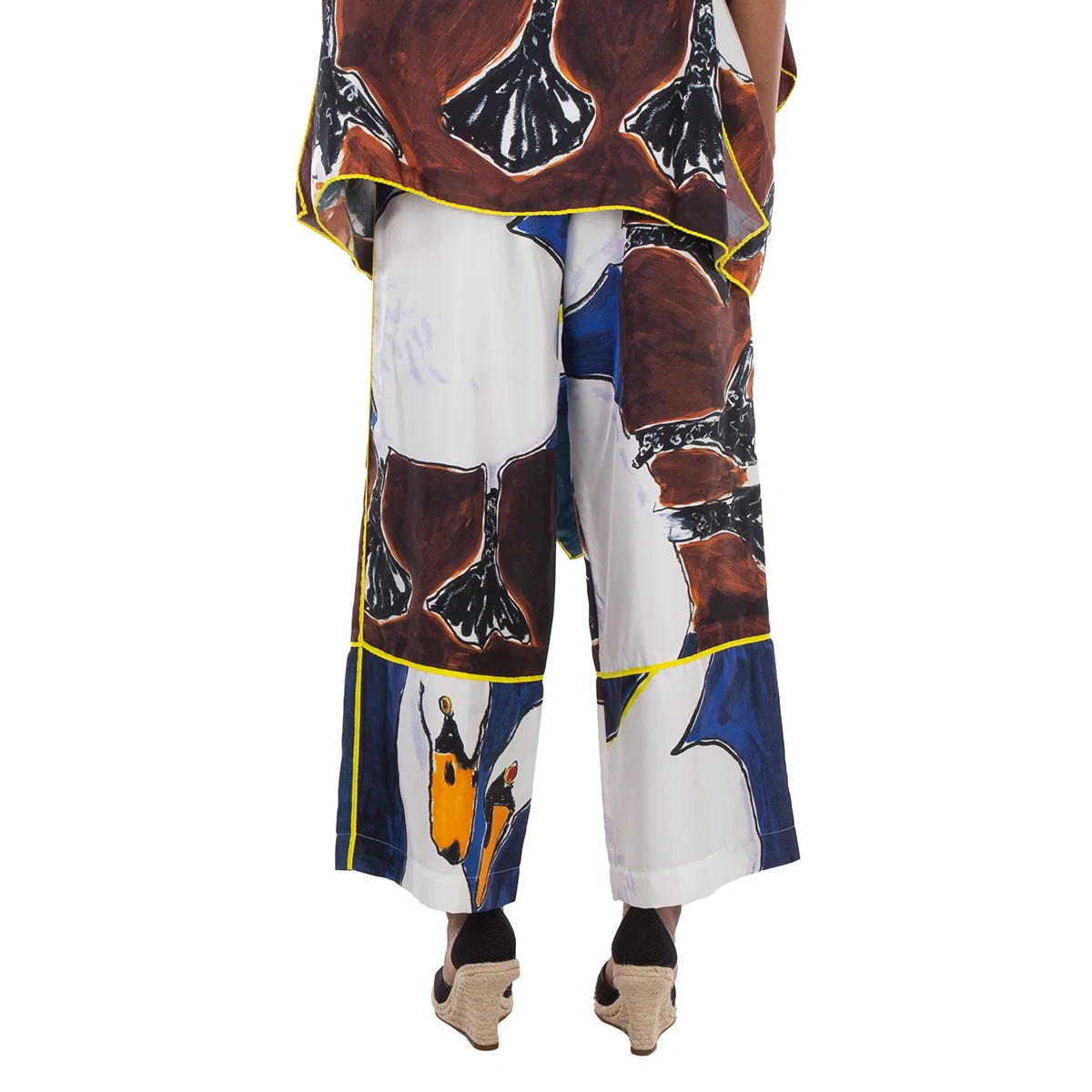 Брюки клеш из шелка с графическим принтом Graphic-Print Silk Flared Trousers Burberry, Knight Ip Pattern — фото 4