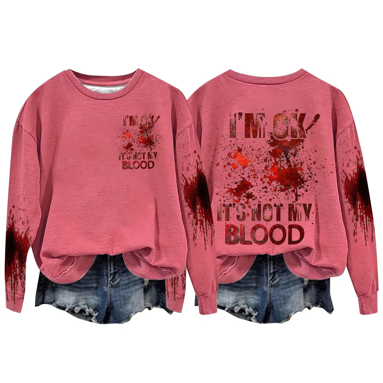 Женский худи с принтом I'M Ok Its Not My Blood, Z014 Hot Pink