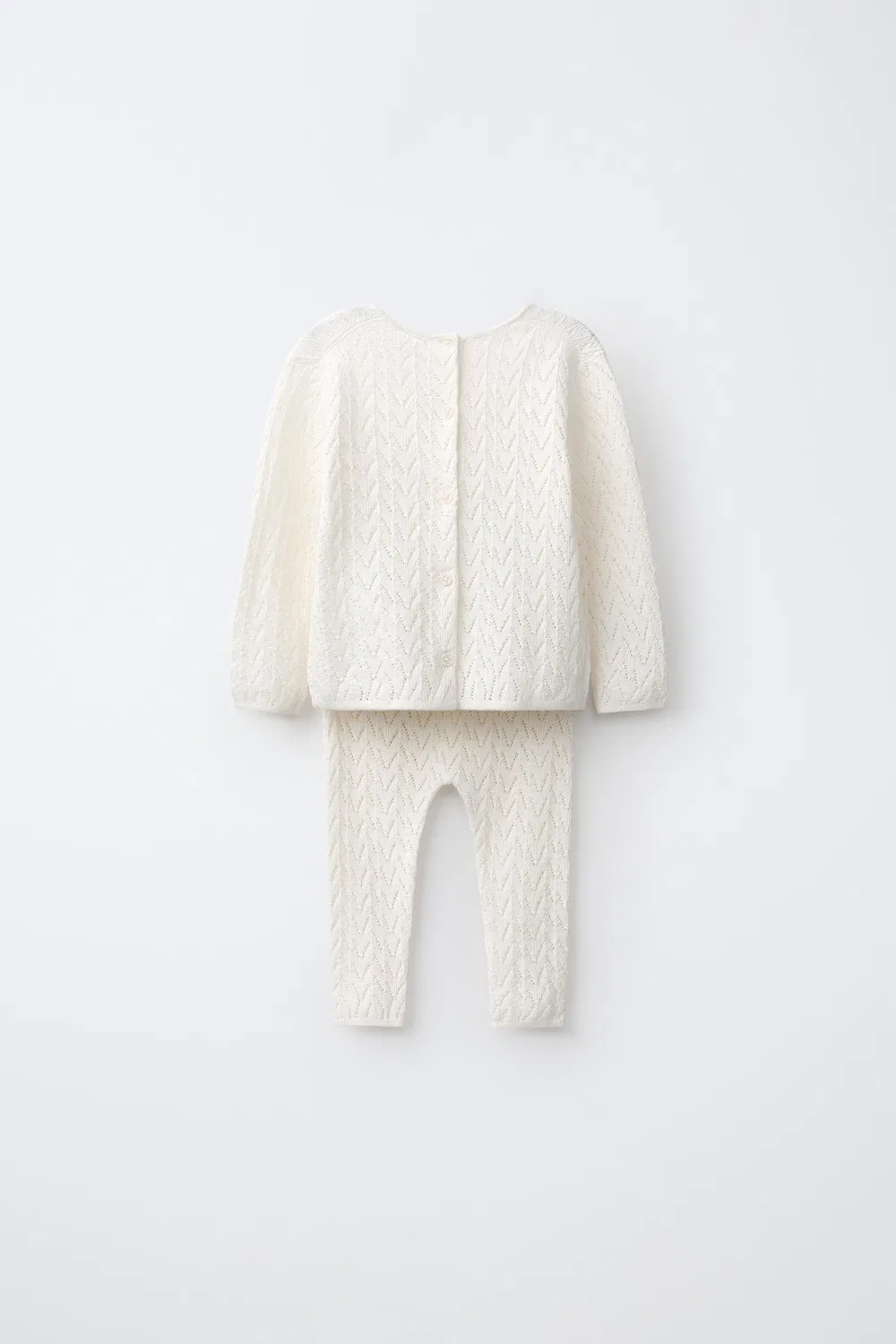 Комплект из джемпера и леггинсов из фактурного хлопка и шелка. ZARA, Ecru — фото 2