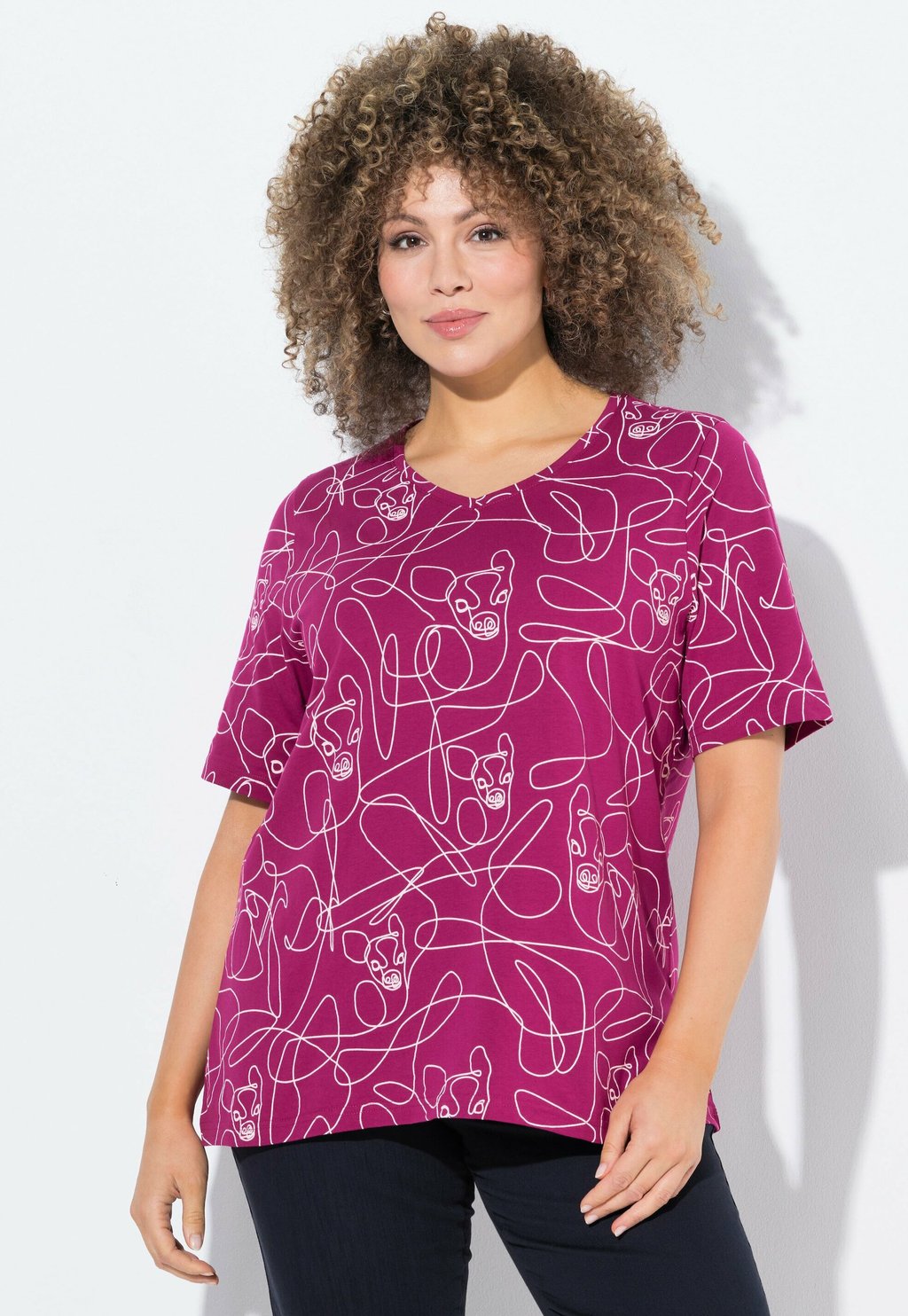 

Футболка с принтом SHORT SLEEVE TEE Ulla Popken, бургундия