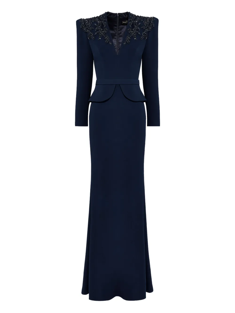 

Декорированное платье макси с V-образным вырезом Jenny Packham, синий