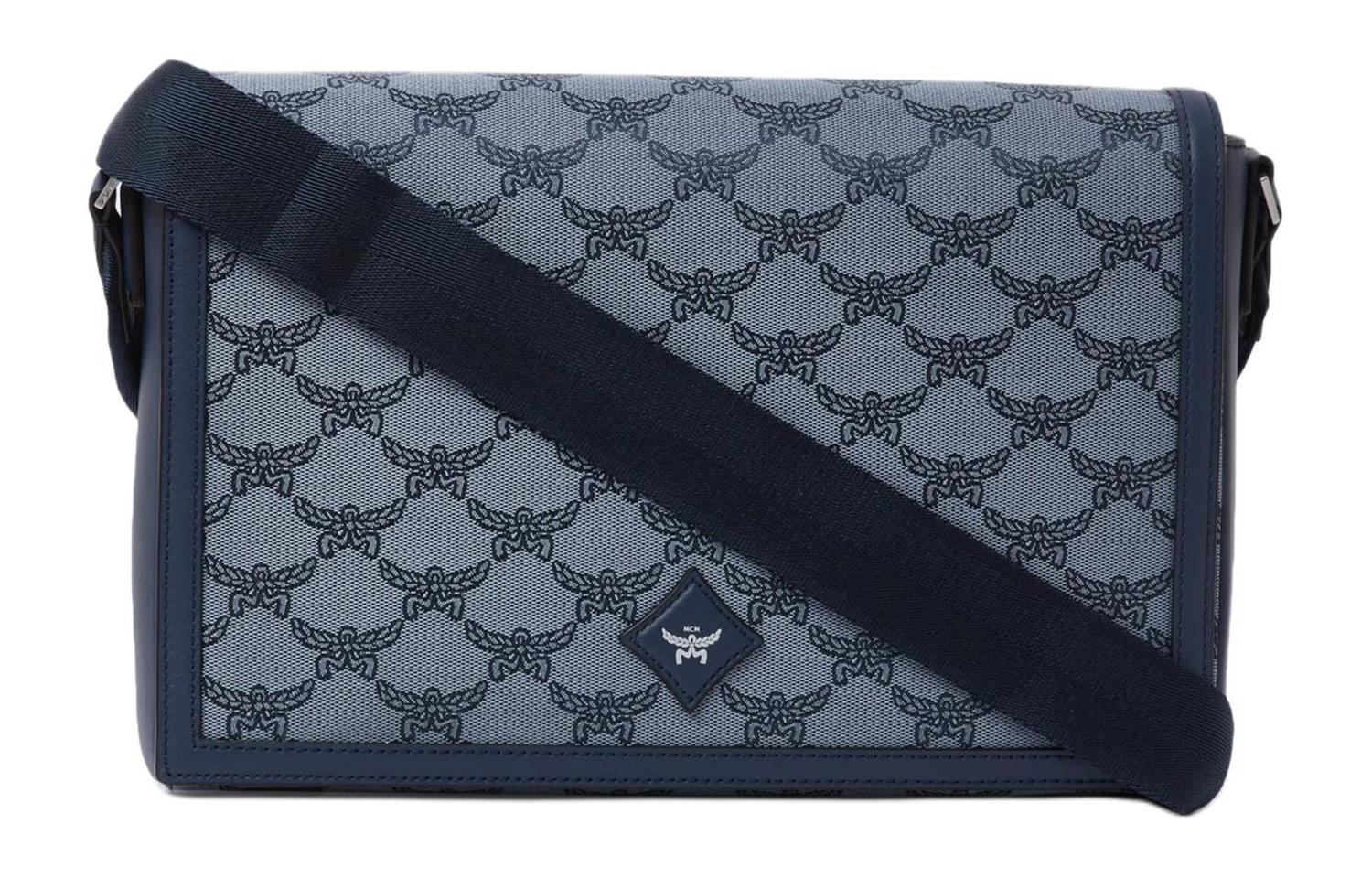 

MCM Кожаная отделка в Tiffilla плечевая сумка, маленькая мужская сумка-кроссбоди Blue