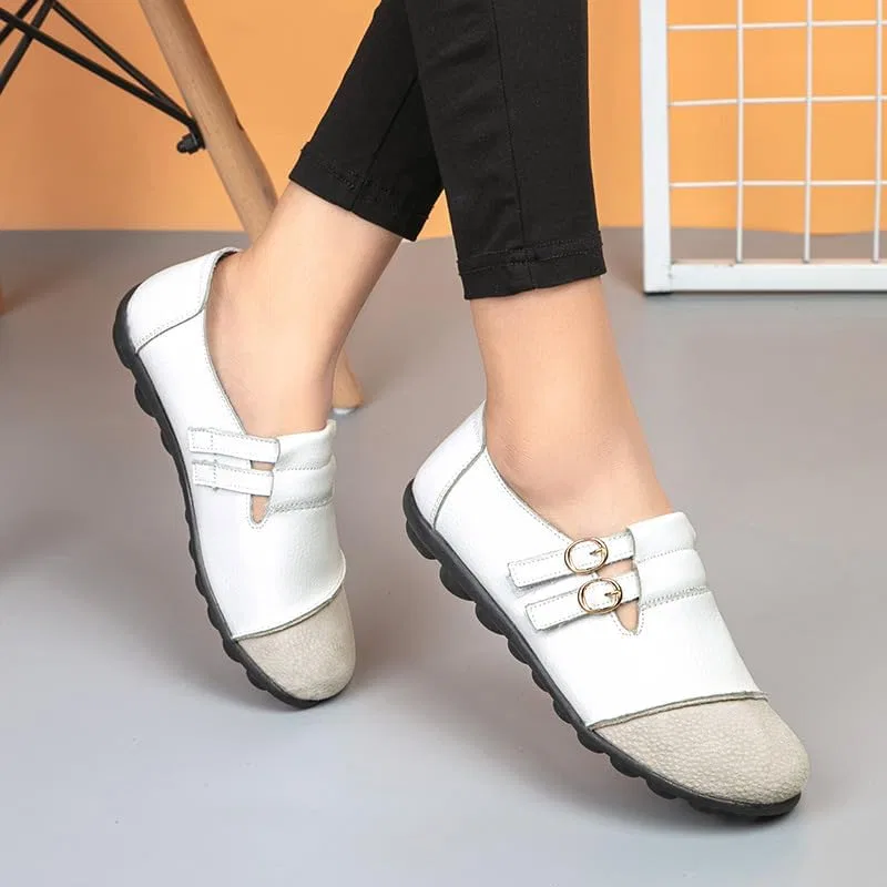 Лоферы женские с двумя пряжками, Slip-On, A2103, белый — фото 2