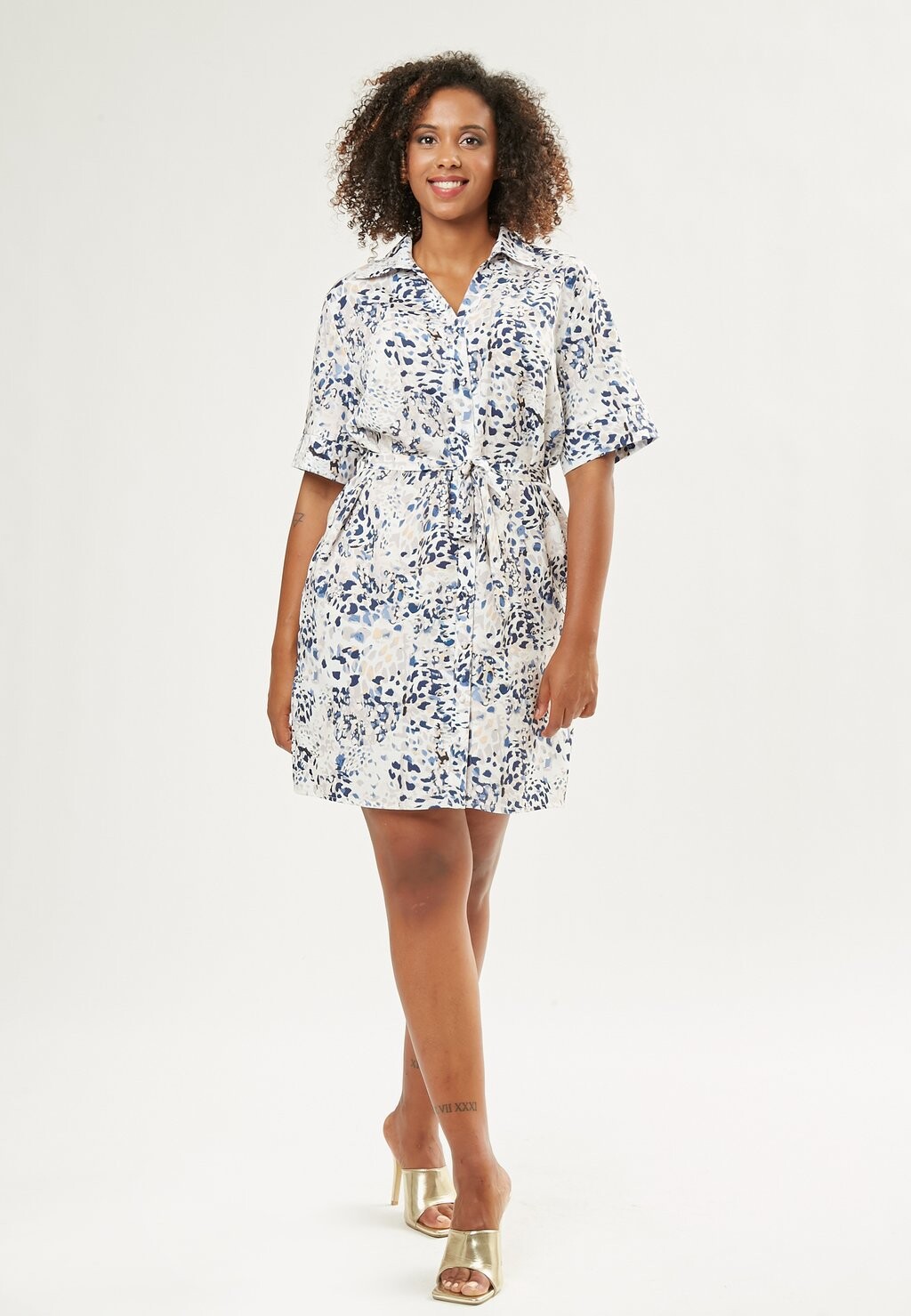 

Платье-рубашка BELTED PRINTED Maison Form'elle, синий