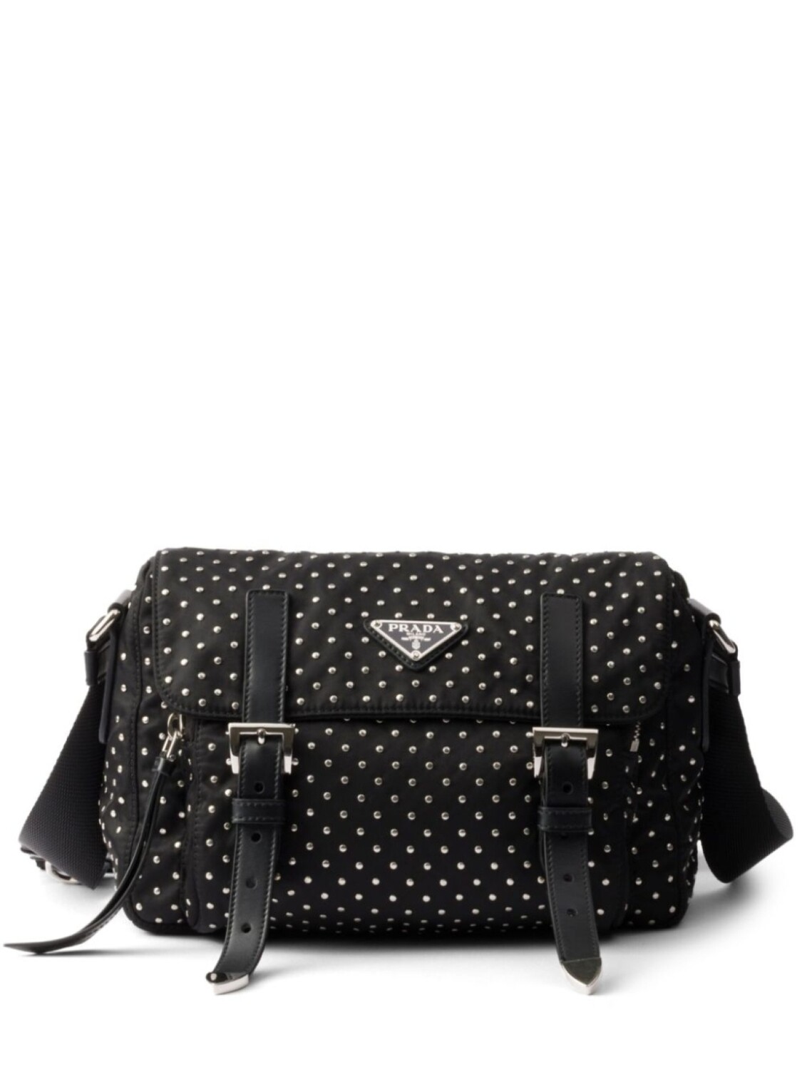 

Сумка Prada из ре-нейлона с заклепками, черный