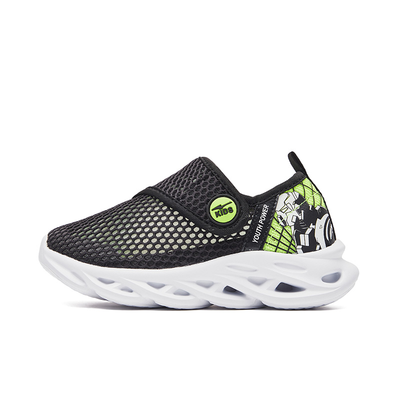 

ERKE KIDS Низкие детские кроссовки для бега, черные, зеленые, детские