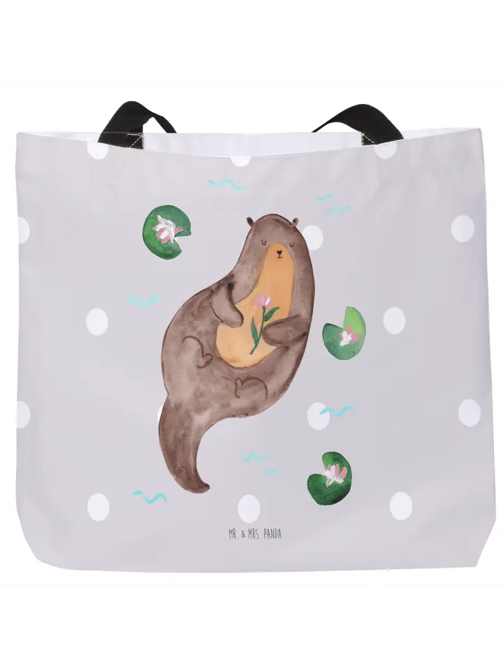 

Сумка-шоппер Mr & Mrs Panda Otter Seerose ohne Spruch, пастельно-серый