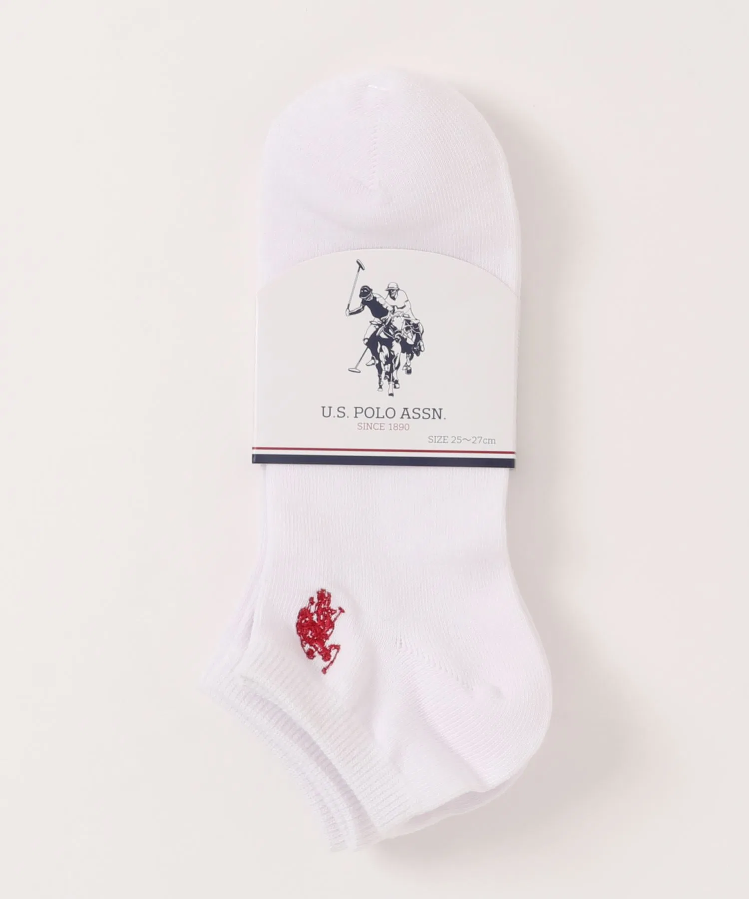 【US POLO ASSN.】A. Белые однотонные носки до щиколотки с вышивкой USPA, комплект из 3 пар / Мужские