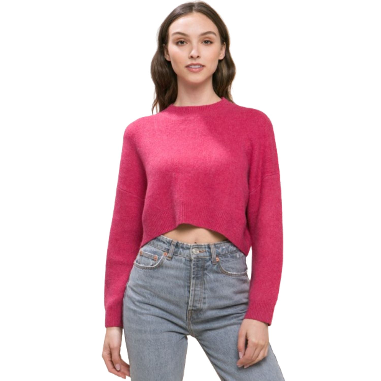 

Укороченный свитер из шерстяной смеси FASHNZFAB, фуксия