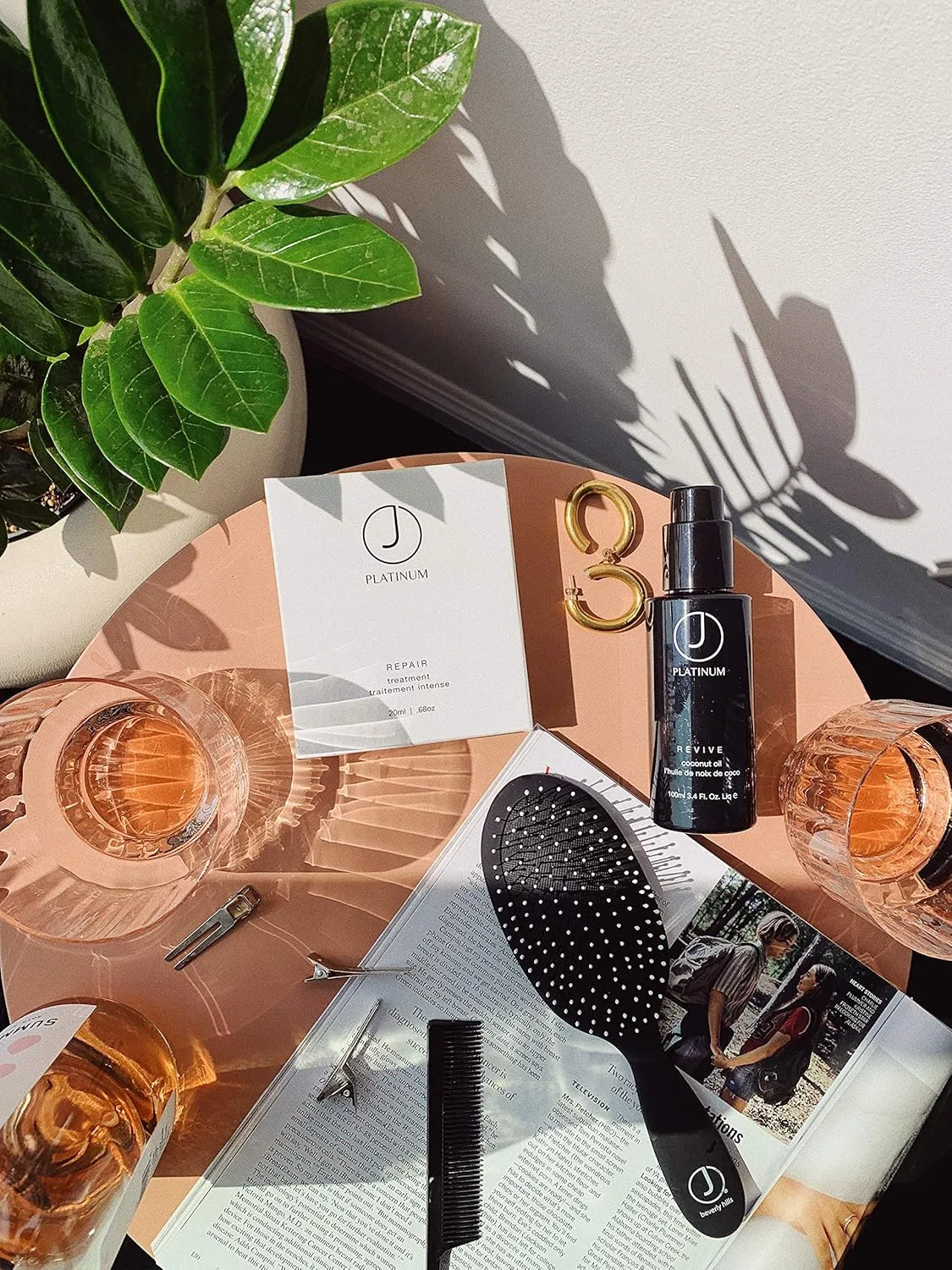 Масло для волос J Beverly Hills Platinum Revive с аргановым маслом для защиты от термического воздействия (0,33 унции, 3,4 унции, 8 унций) 103,5 мл (1 шт.) — фото 3