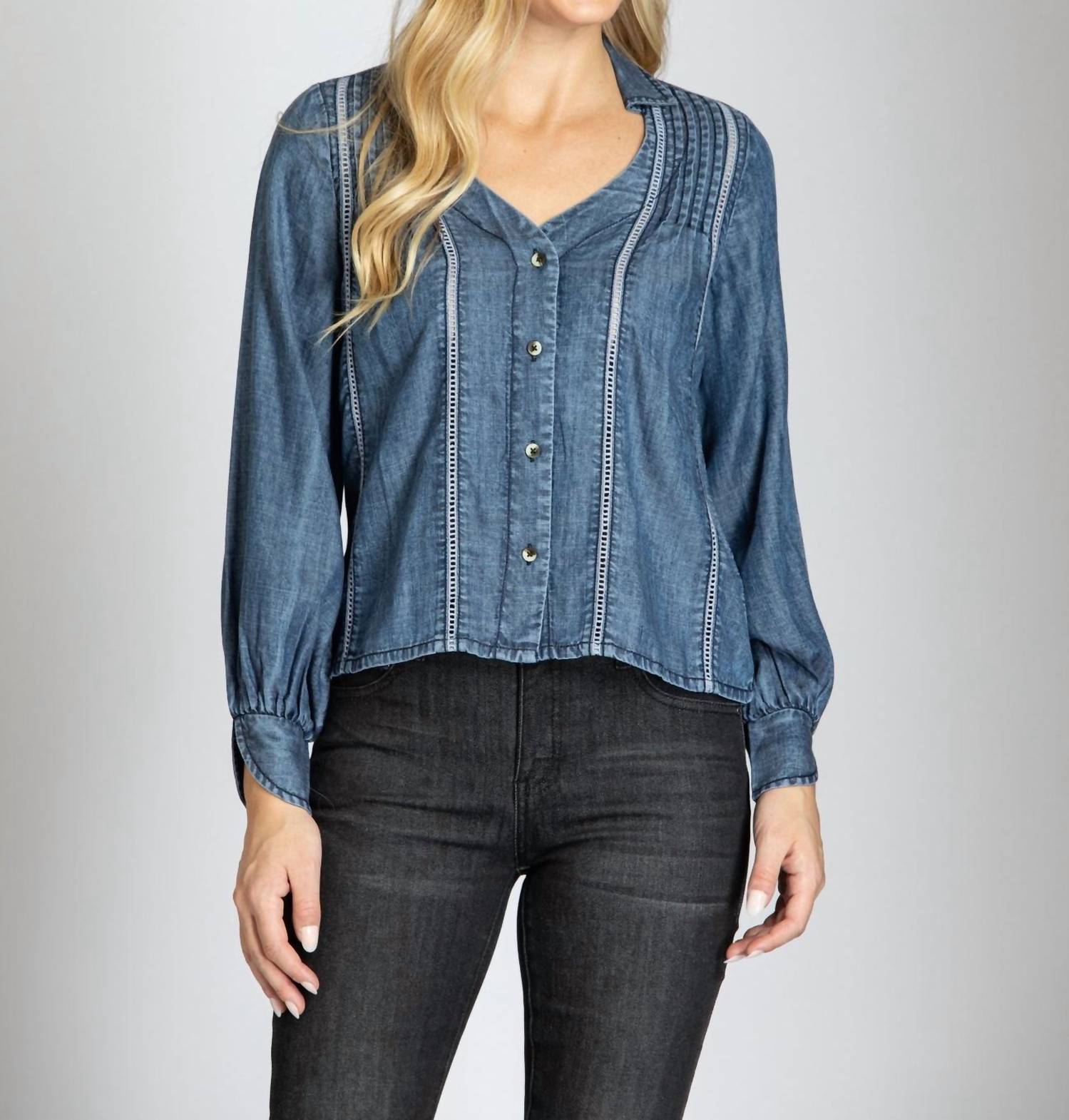 

Рубашка из кружева Tencel Ladder, цвет Medium Indigo APNY
