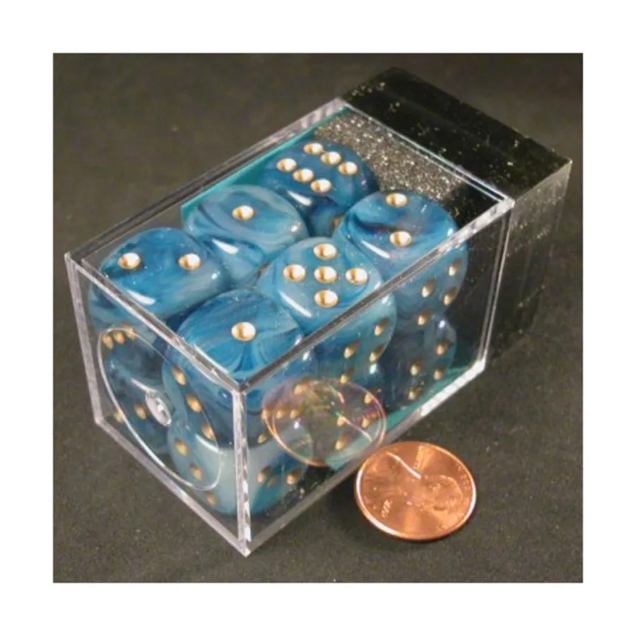 

d6 16 мм Бирюзовый с золотом (12), Dice - Phantom (Chessex)
