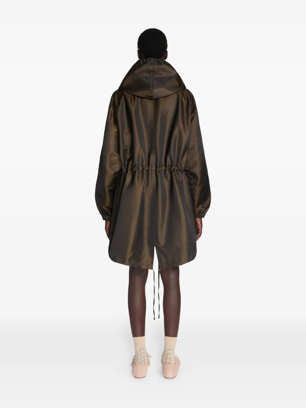 Плащ-парка с капюшоном из ткани шанжан Dries Van Noten, коричневый — фото 4