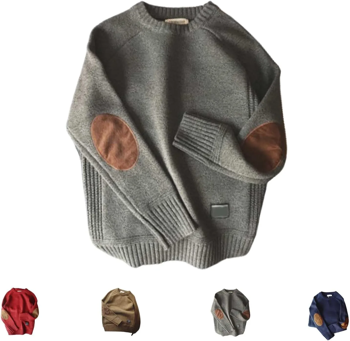 

Мужской свитер с налокотниками, вязаный свитер с патчами, Harajuku Streetwear O Neck Pullovers YWeiLiangSan