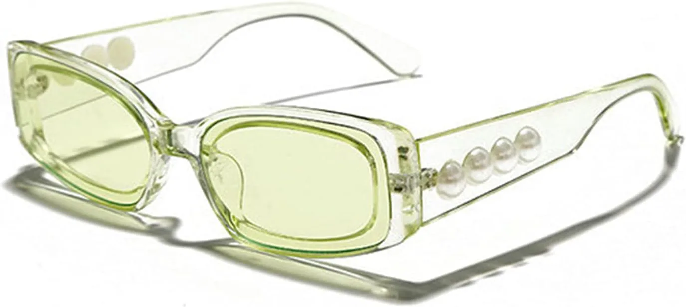 

Солнцезащитные очки Willochra Fashion Pearl для женщин, квадратные, для вечеринок, женские, 2022, разноцветные прямоугольные солнцезащитные очки для женщин, Green