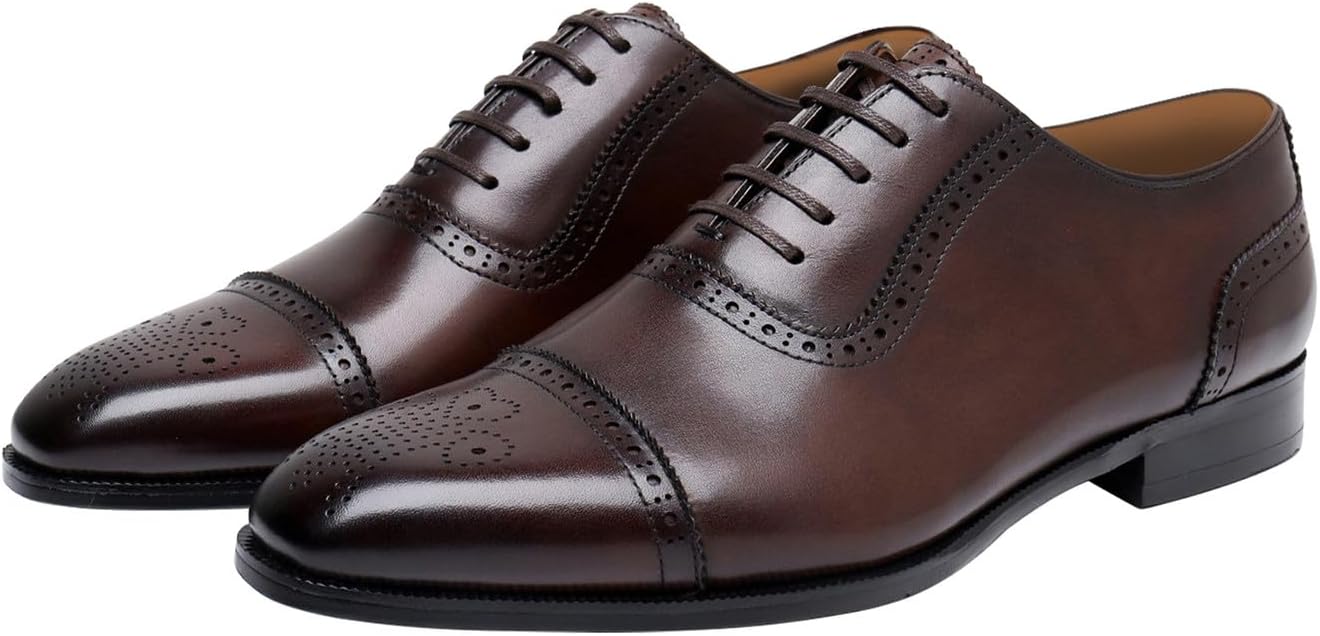 

Мужские туфли Santimon, формальные оксфорды, из натуральной кожи, современные с капюшоном, броги, оксфорды модные, для выпускного, свадьбы, дерби, бизнес-кэжуал, под костюм, смокинговые туфли для мужчин, коричневый