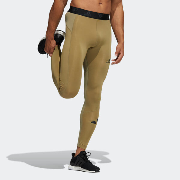 Штаны techfit длинные колготки азиатские размеры Adidas, зеленый — фото 4