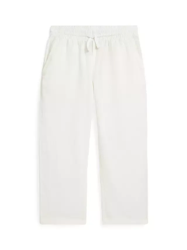 Детские пляжные брюки из чистого льна на завязках, белые Ralph Lauren
