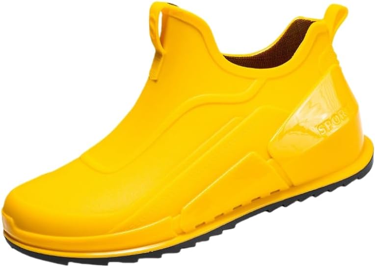 

Мужские модные резиновые сапоги SPKFHD - короткие сапоги с толстой подошвой и верхом из ПВХ - удобные и легкие - подходят для использования на улице или для повседневной носки, желтый