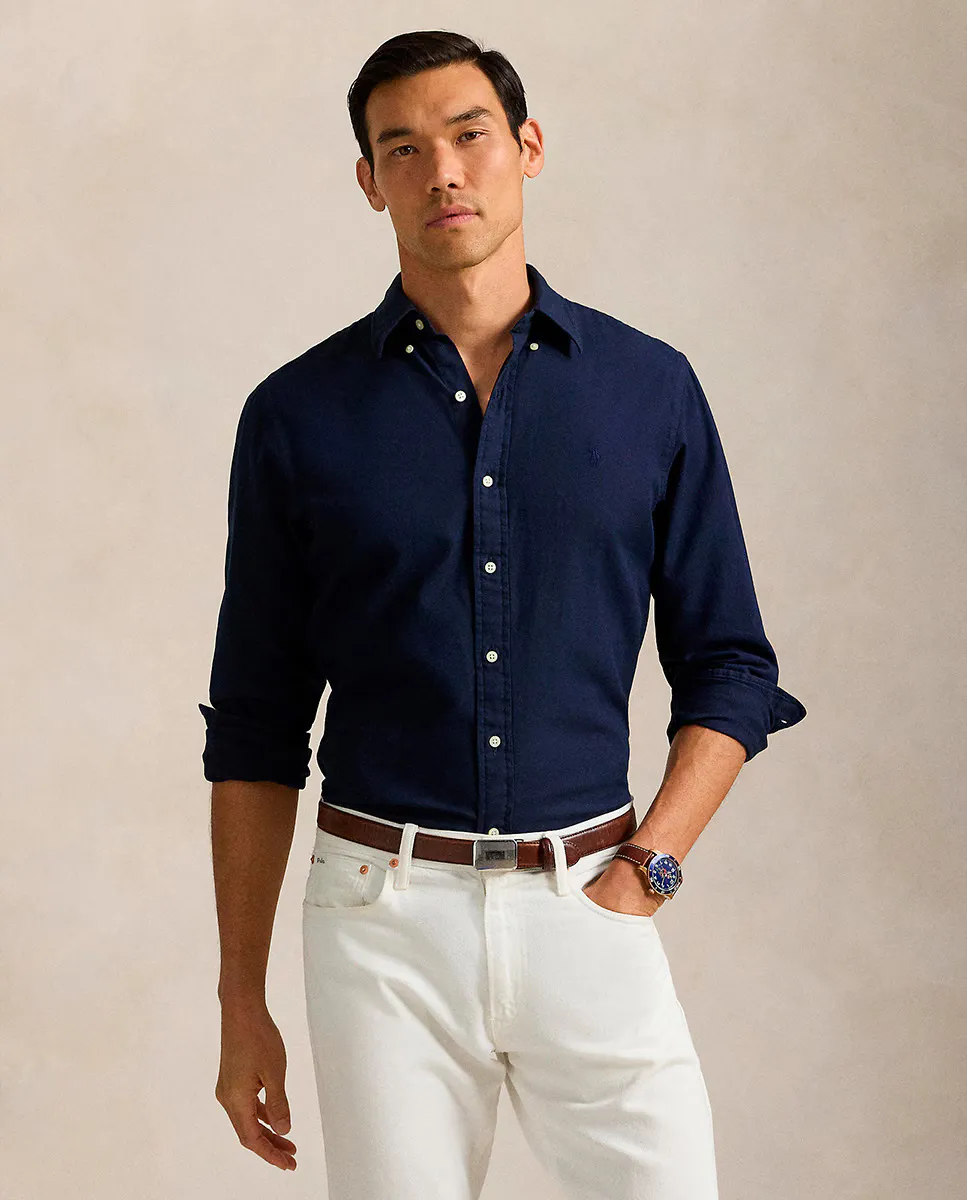 

Мужская рубашка из хлопка, прямого кроя Polo Ralph Lauren, темно-синий