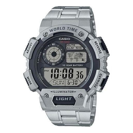

Часы CASIO Sports Waterproof Stainless Steel Strap Quartz Mens Silver Digital, цвет silver