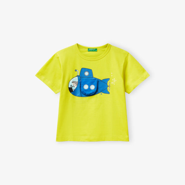 

Футболка Benetton с принтом, лаймовый