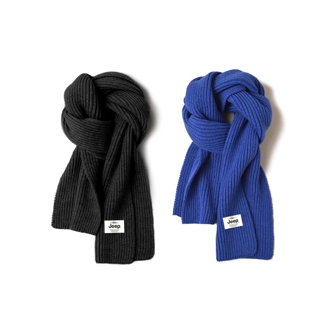 

Jeep Голубой вязаный шарф унисекс, 2 Pack (Black+Klein Blue)