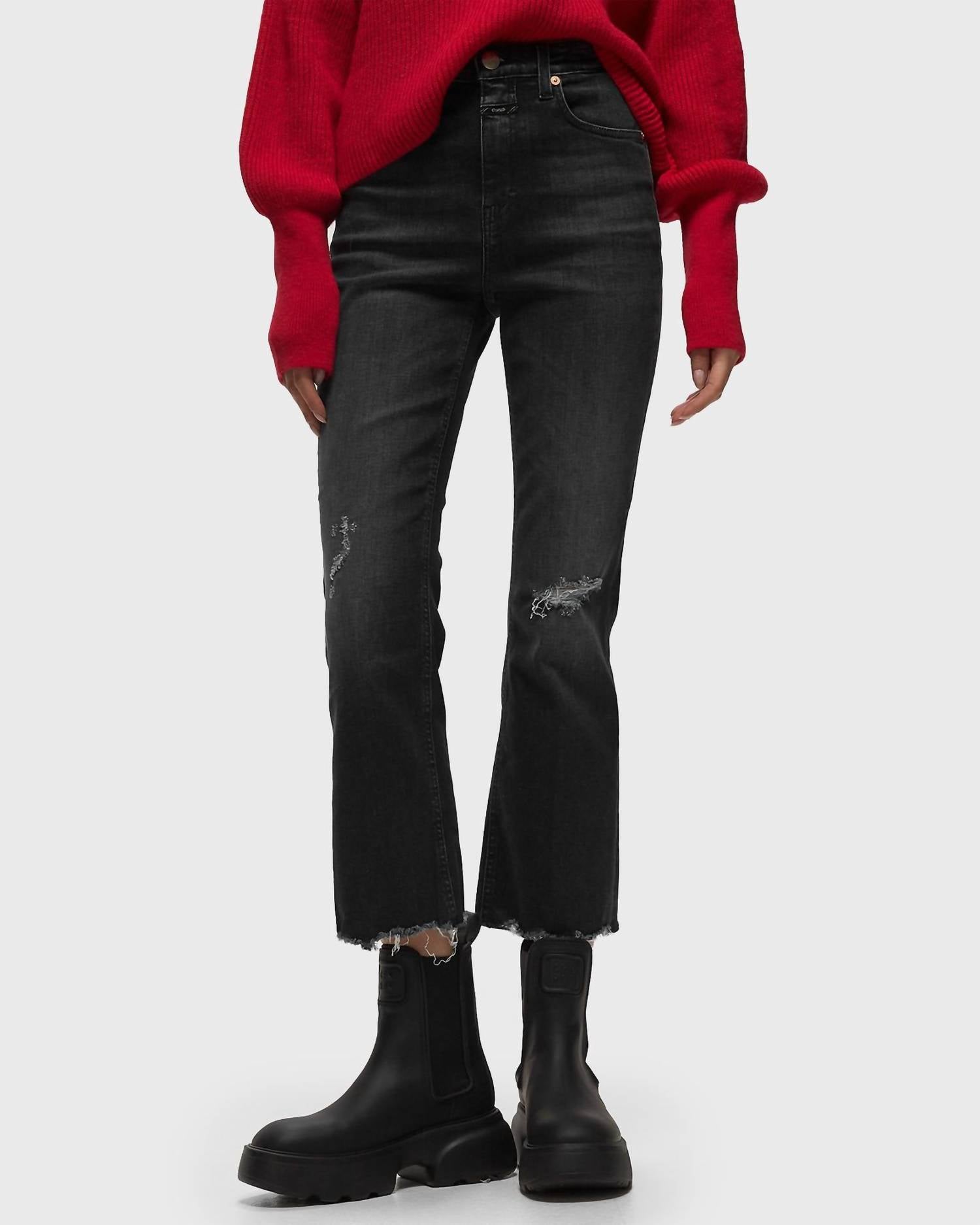 

Хай-Сан Скинни Флейр Потертые джинсы в темно-сером цвете CLOSED, темно-серый