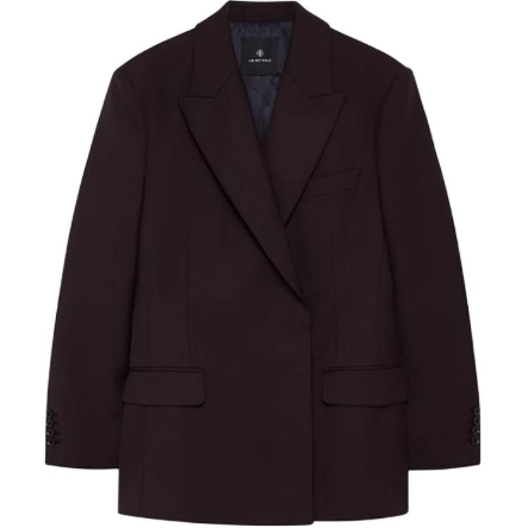 

Anine Bing Двубортный шерстяной пиджак, Dark Brown