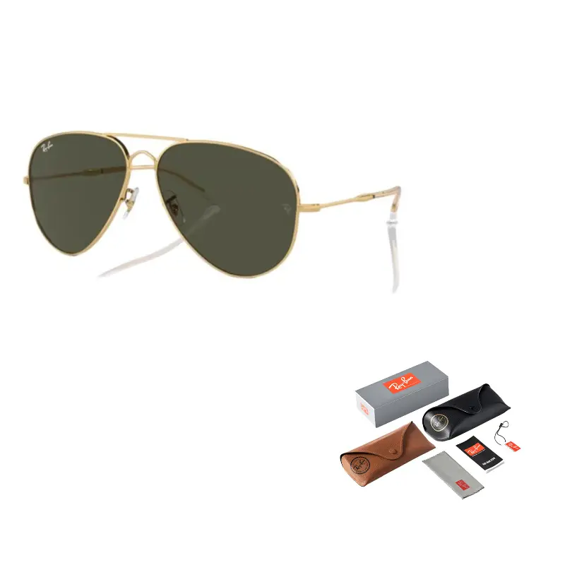 

RayBan Авиаторские солнцезащитные очки унисекс золотые, Green