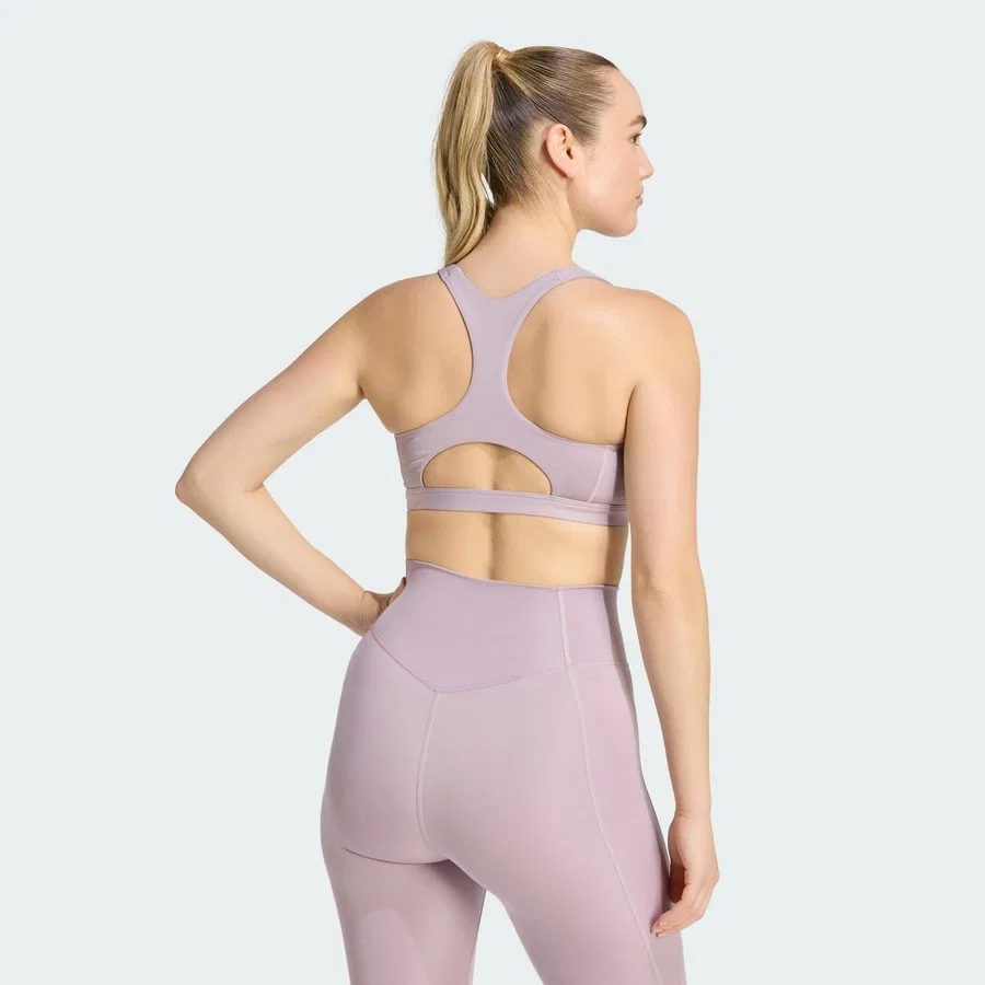 Спортивный бюстгальтер с передней застежкой-молнией Optime Essentials Workout adidas, Фиолетовый — фото 2