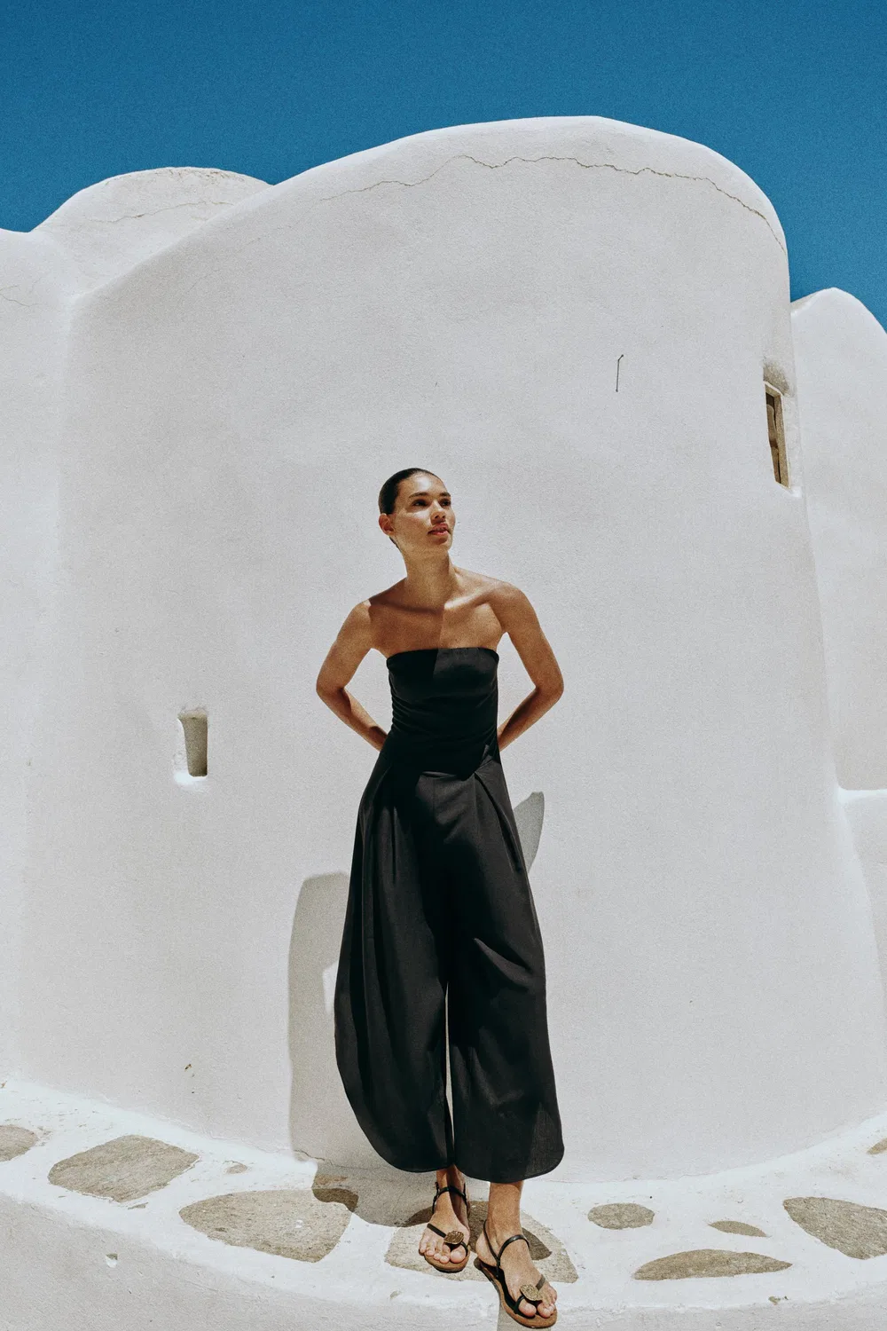 Комбинезон миди с прямым вырезом ZARA, Black