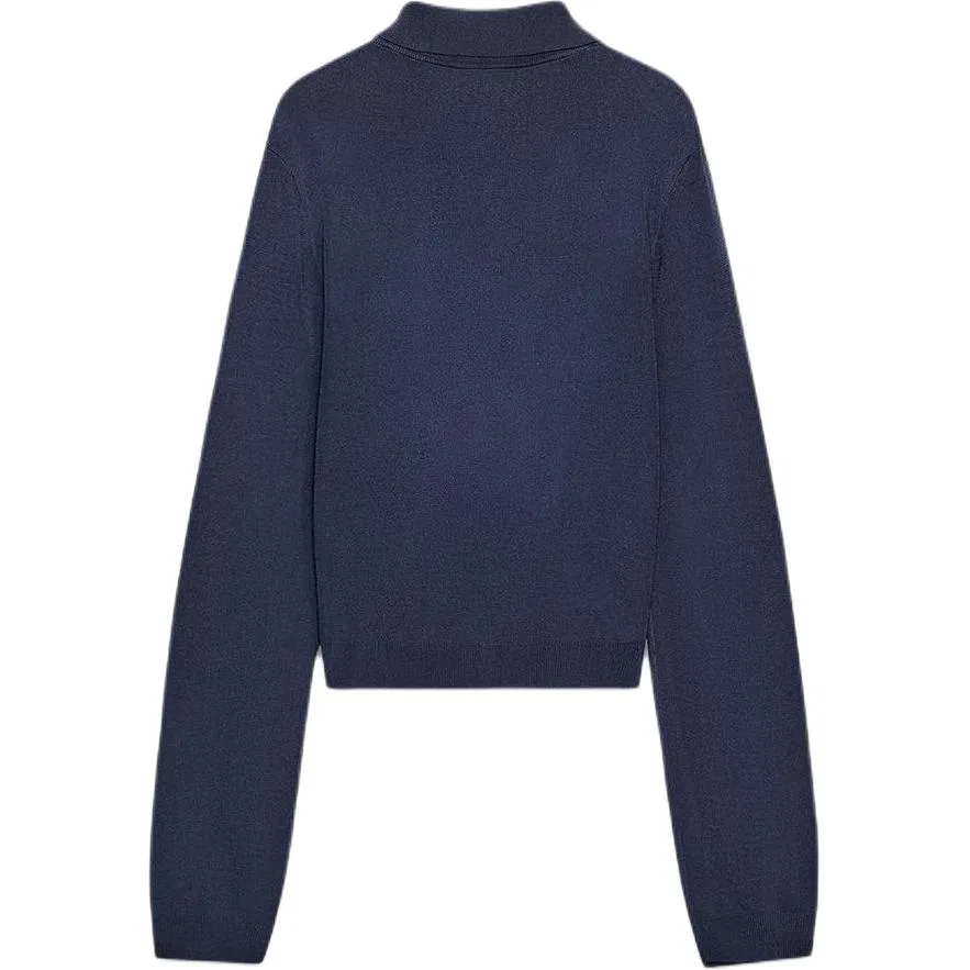 Женский трикотажный пуловер с поло-воротником Sea Blue ZARA, Sea Blue — фото 3