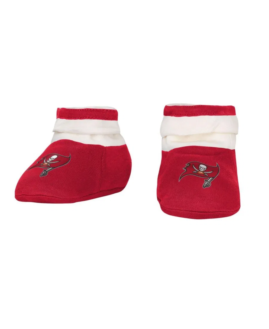 Комплект боди, слюнявчика и пинеток с принтом Tampa Bay Buccaneers Outerstuff, Cream Red — фото 2