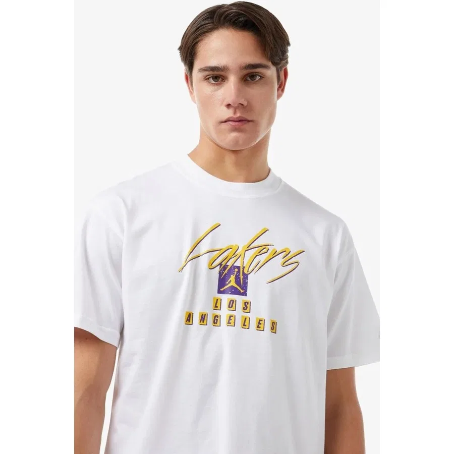 Футболка с графическим принтом Jordan Los Angeles Lakers Courtside Statement Edition Nike, Белый — фото 3
