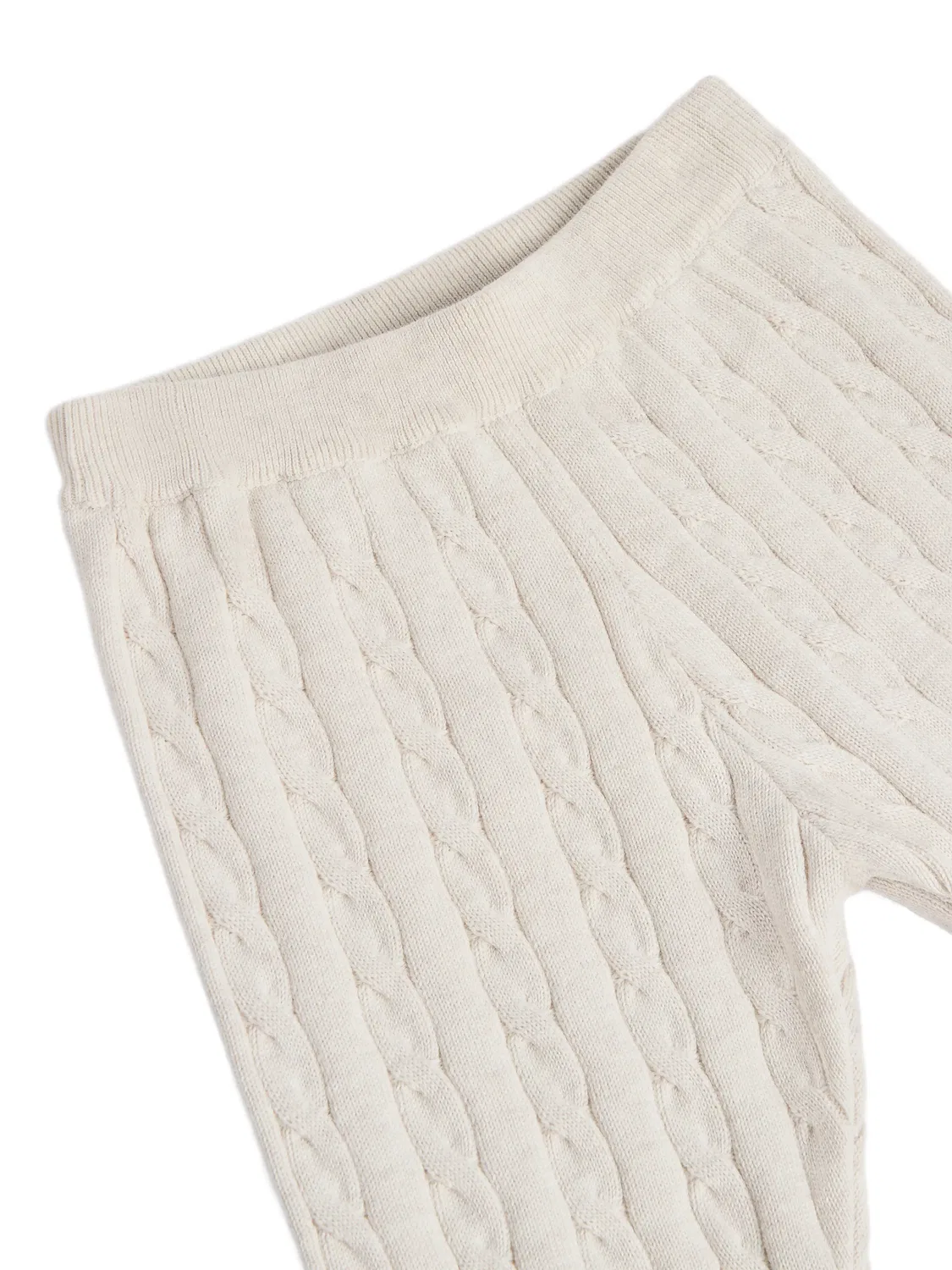 Брюки Bernie фактурной вязки Brunello Cucinelli Kids, нейтральные цвета — фото 4