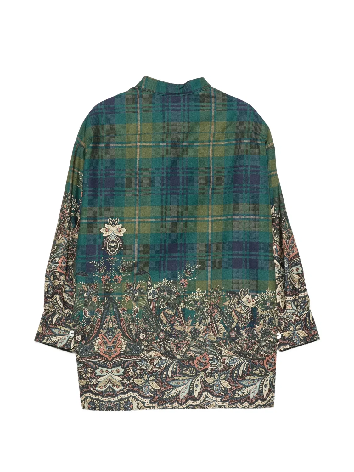 Клетчатая рубашка с узором пейсли Etro Kids, зеленый — фото 2