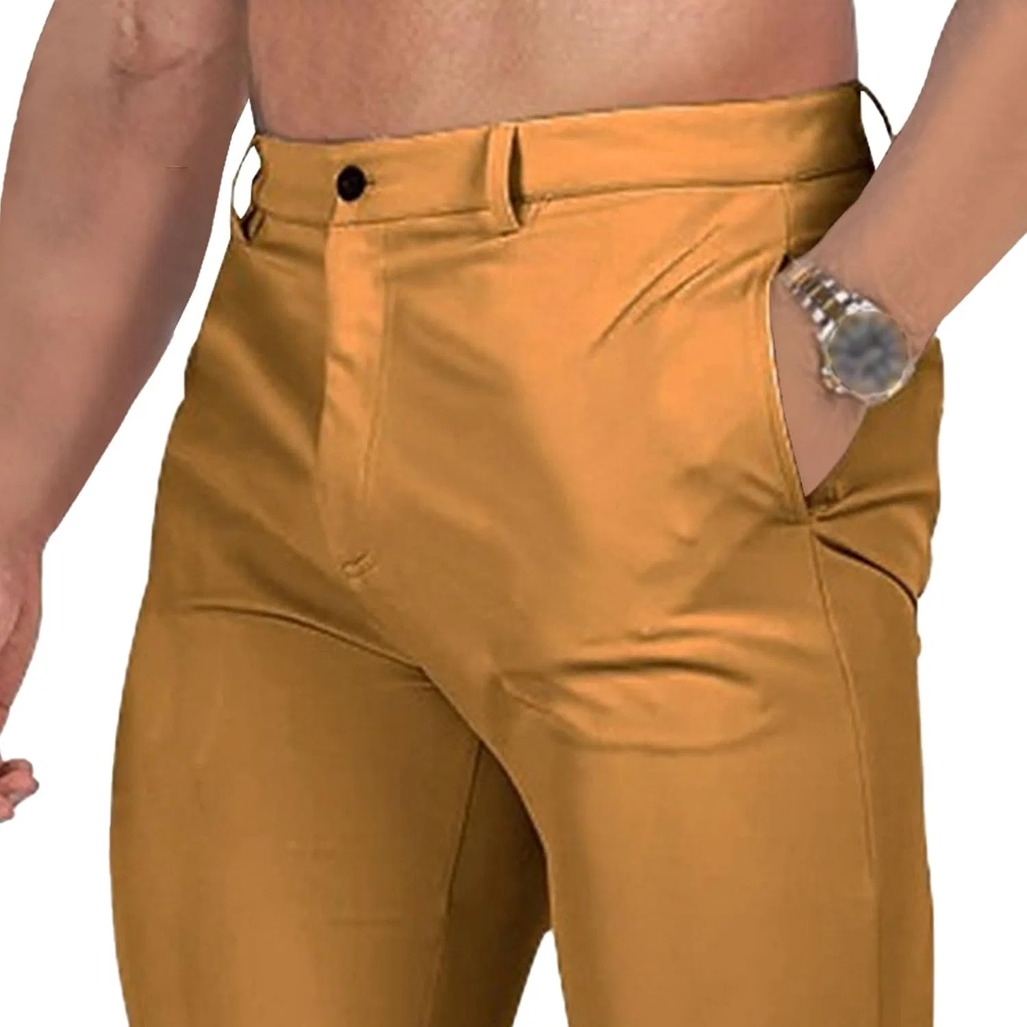 Мужские брюки чинос с зауженным кроем, Stretchy Twill, жёлтый — фото 4